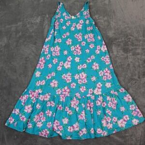 VTG Hilo‎ Hattie's Hawaii Floral Dress Women's Medium Blue Pink Sleeveless